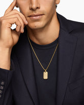 Chevron Tag in 18K Yellow Gold with Diamonds, 27mm